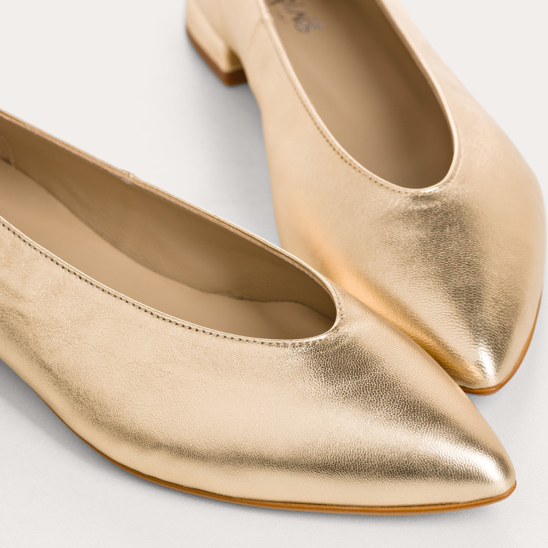 Ballerines Vesta à bout pointu en cuir et éclat | Reqins