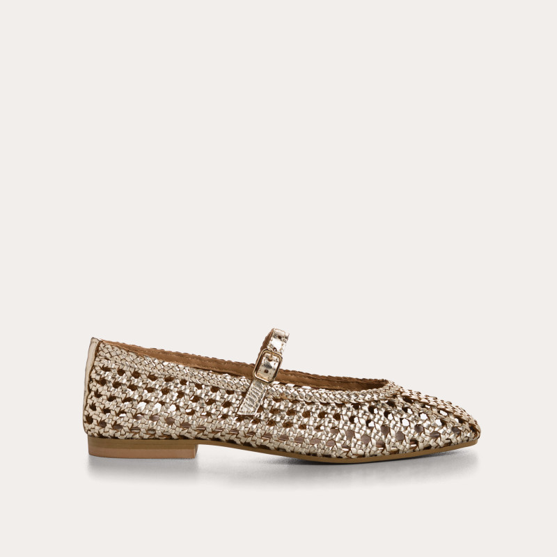 Satinka openwork metallic leather ballerinas