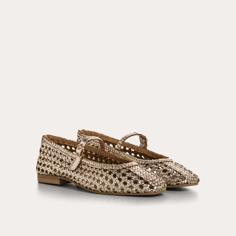 Satinka Braided Metallic Leather Mary Janes | Reqins