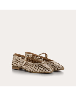 Satinka openwork metallic leather ballerinas