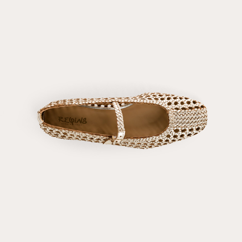 Satinka openwork metallic leather ballerinas