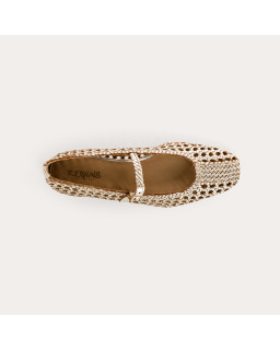 Satinka openwork metallic leather ballerinas