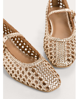 Satinka openwork metallic leather ballerinas