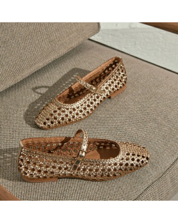 Satinka openwork metallic leather ballerinas