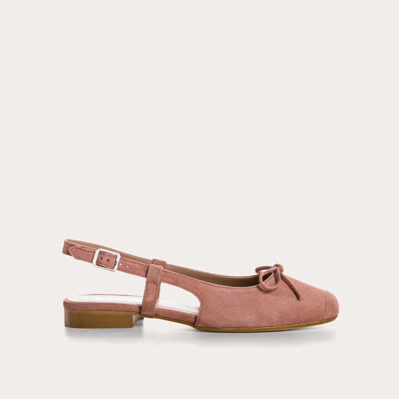 Ballerines slingback Circee noir en cuir velours | Reqins