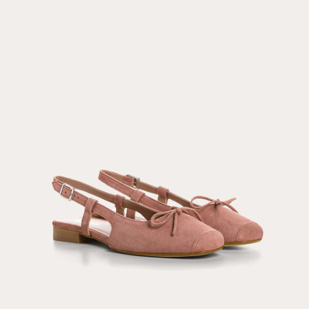 Ballerines slingback Circee noir en cuir velours | Reqins