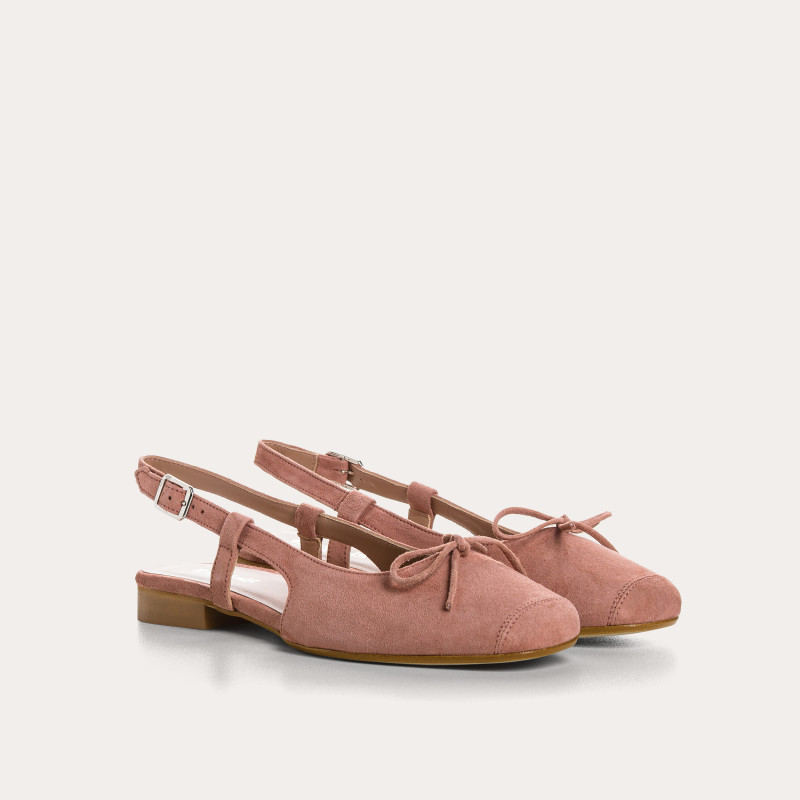 Ballerines slingback Circee noir en cuir velours | Reqins