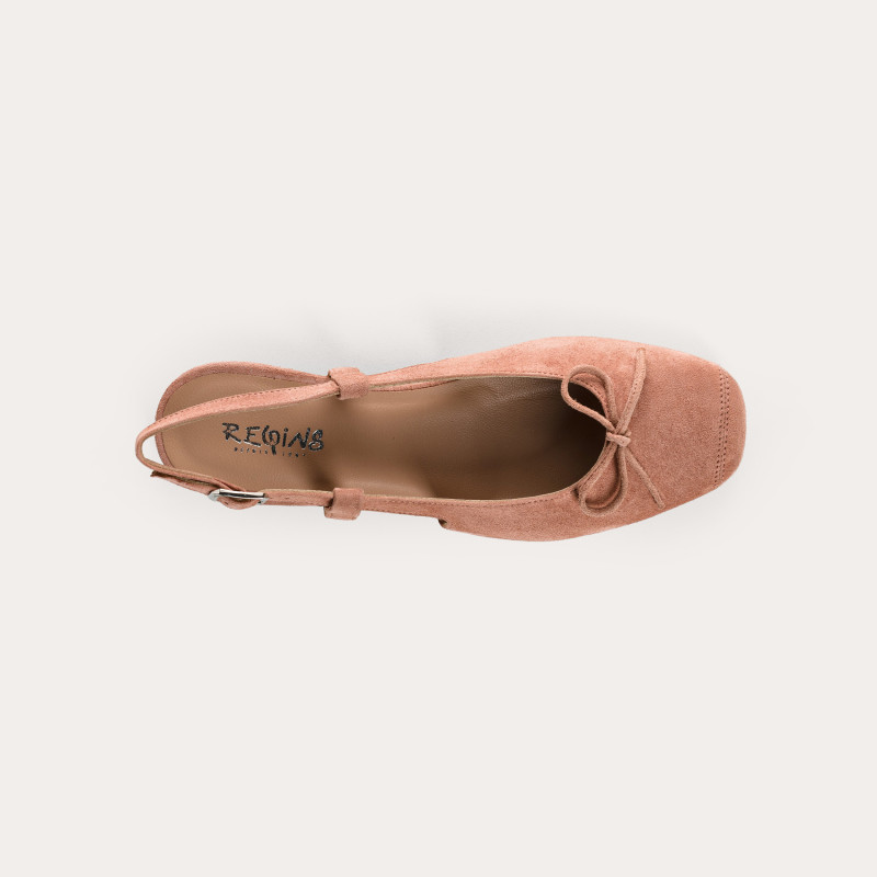 Ballerines slingback Circee noir en cuir velours | Reqins