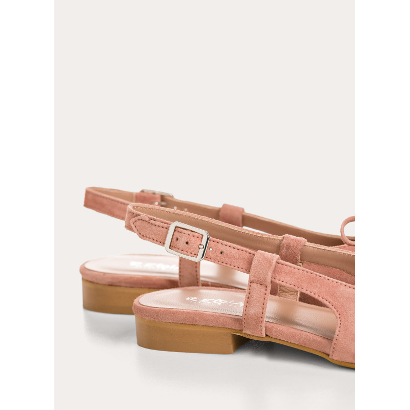 Ballerines slingback Circee noir en cuir velours | Reqins