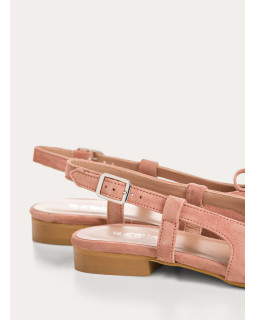 Ballerines slingback Circee noir en cuir velours | Reqins