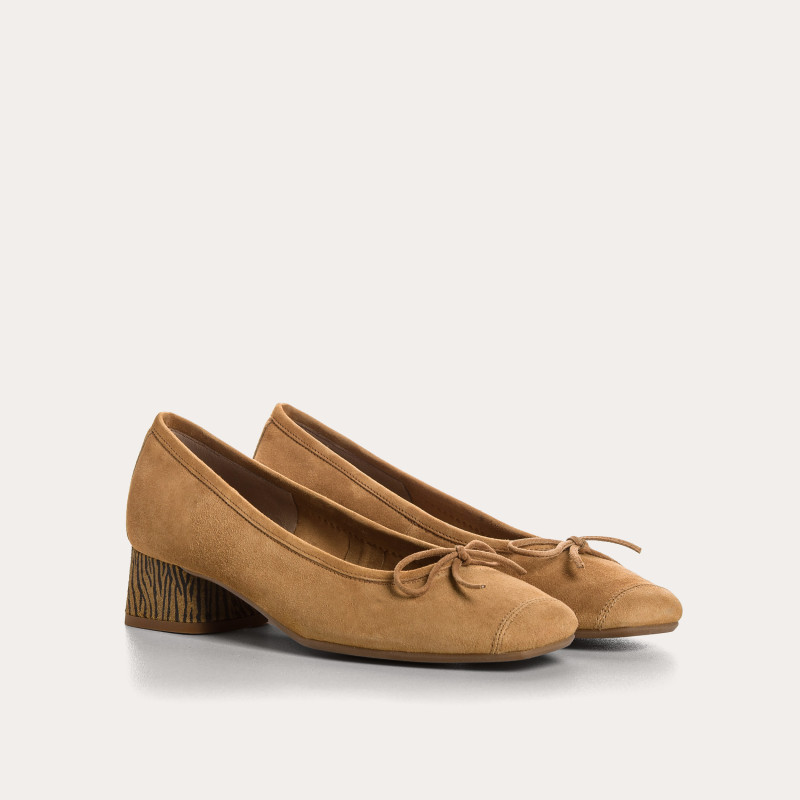 Ballerines Kyriel à talons en cuir imprimé zèbre | Reqins