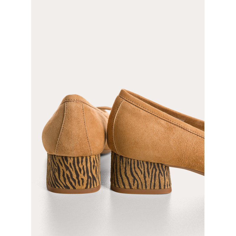 Ballerines Kyriel à talons en cuir imprimé zèbre | Reqins