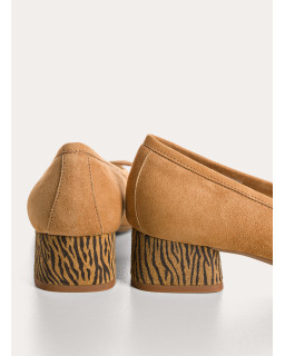 Ballerines Kyriel à talons en cuir imprimé zèbre | Reqins