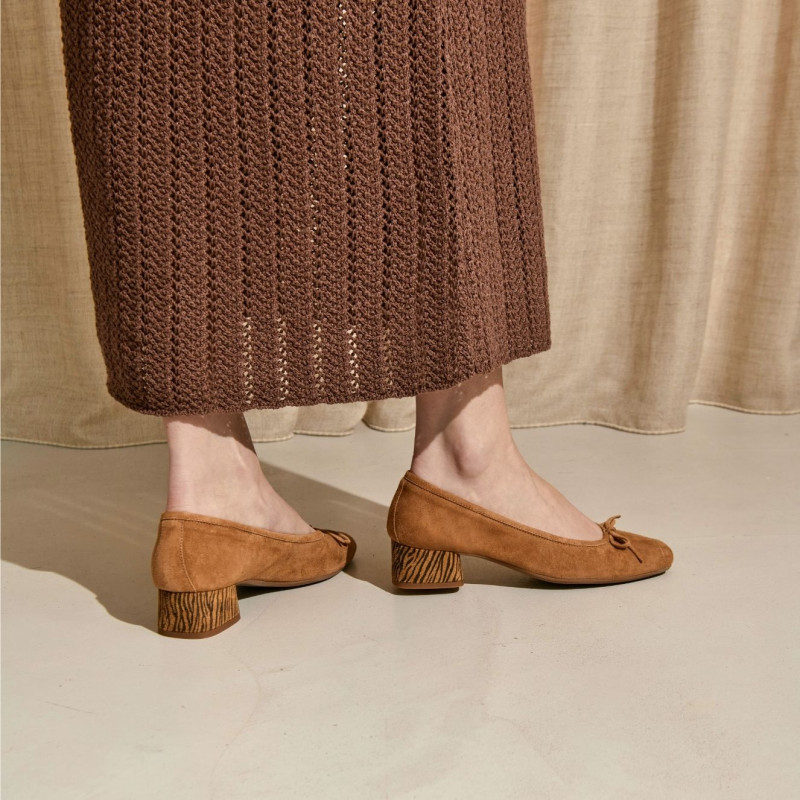 Kyriel zebra printed leather heels ballerinas