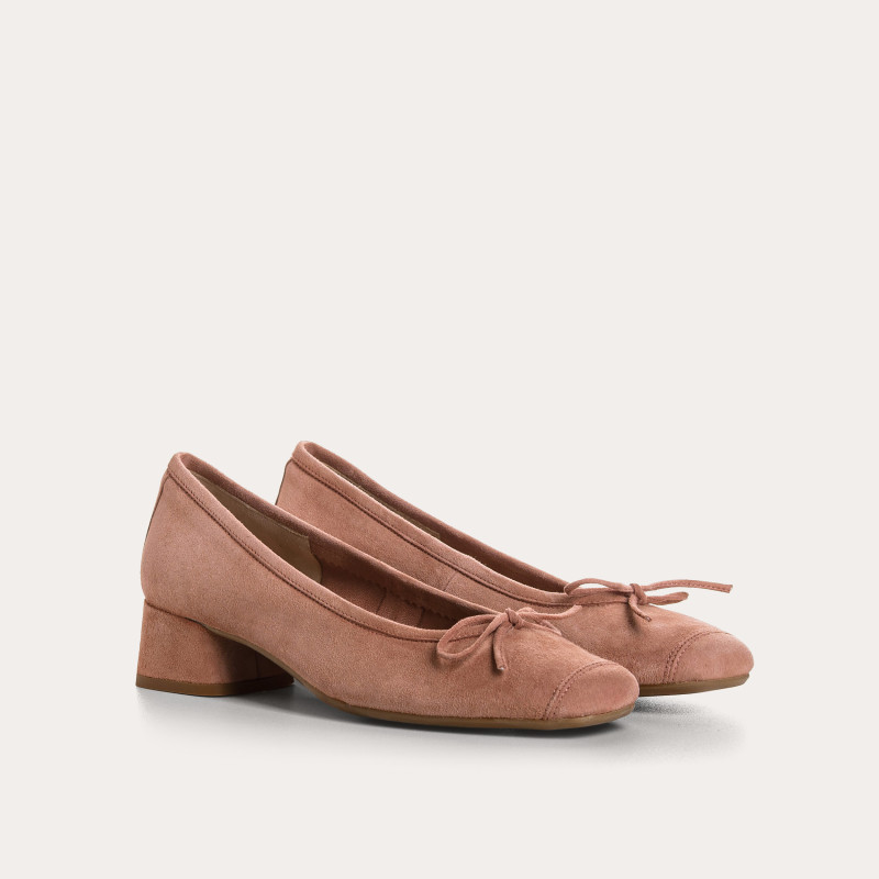 Ballerines à talon Kyriel en cuir velours | Reqins