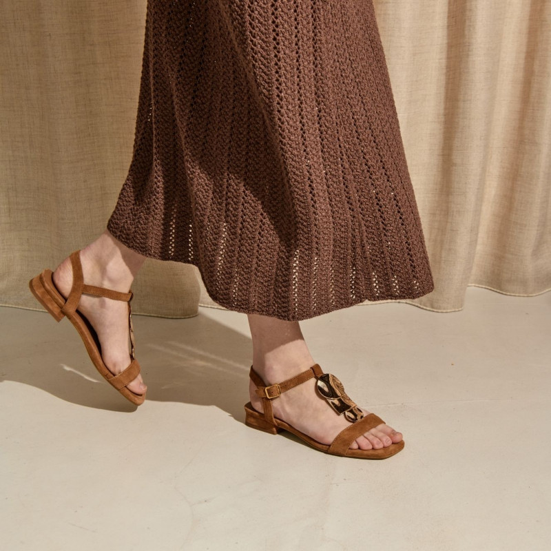 Sandales Capri en cuir velours à brides | Reqins