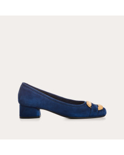 Kari suede heeled ballerinas with jewel buckel | Reqins