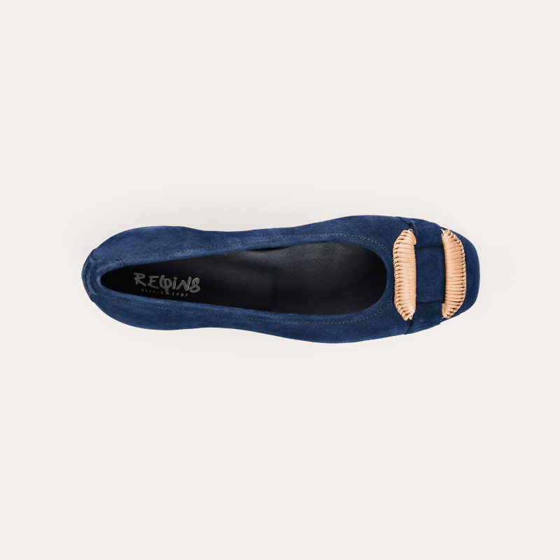 Kari suede heeled ballerinas with jewel buckel | Reqins