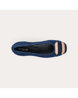 Kari suede heeled ballerinas with jewel buckel | Reqins