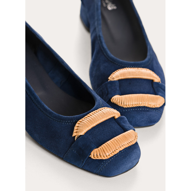Kari suede heeled ballerinas with jewel buckel | Reqins