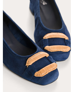 Kari suede heeled ballerinas with jewel buckel | Reqins
