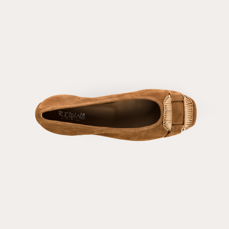 Kari suede heeled ballerinas with jewel buckel | Reqins