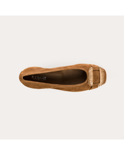 Kari suede heeled ballerinas with jewel buckel | Reqins