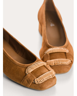 Kari suede heeled ballerinas with jewel buckel | Reqins