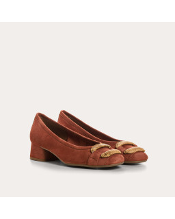 Kari suede heeled ballerinas with jewel buckel | Reqins
