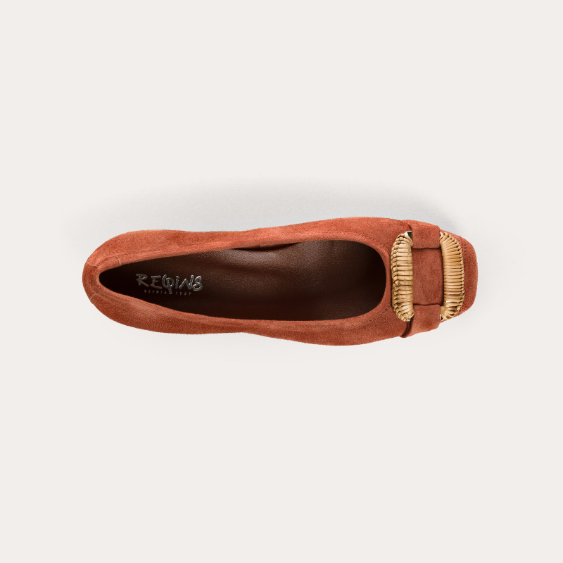 Kari suede heeled ballerinas with jewel buckel | Reqins