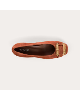 Kari suede heeled ballerinas with jewel buckel | Reqins