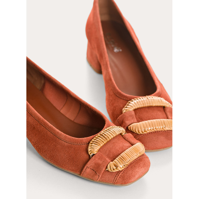Kari suede heeled ballerinas with jewel buckel | Reqins