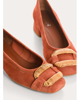 Kari suede heeled ballerinas with jewel buckel | Reqins
