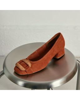 Kari suede heeled ballerinas with jewel buckel | Reqins