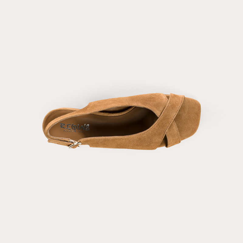 Sandales Orea en cuir velours à talon carré | Reqins