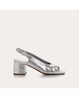 Sandales slingbacks Orea en cuir métallisé craquelé | Reqins