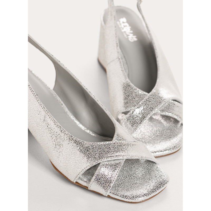 Sandales slingbacks Orea en cuir métallisé craquelé | Reqins