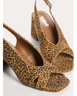 Sandales slingbacks Orea léopard en cuir velours | Reqins