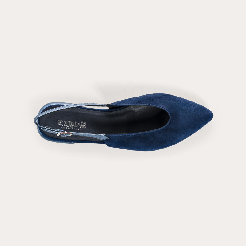 Vivi Suede and Metallics Slingbacks | Elegant Contrast | Reqins