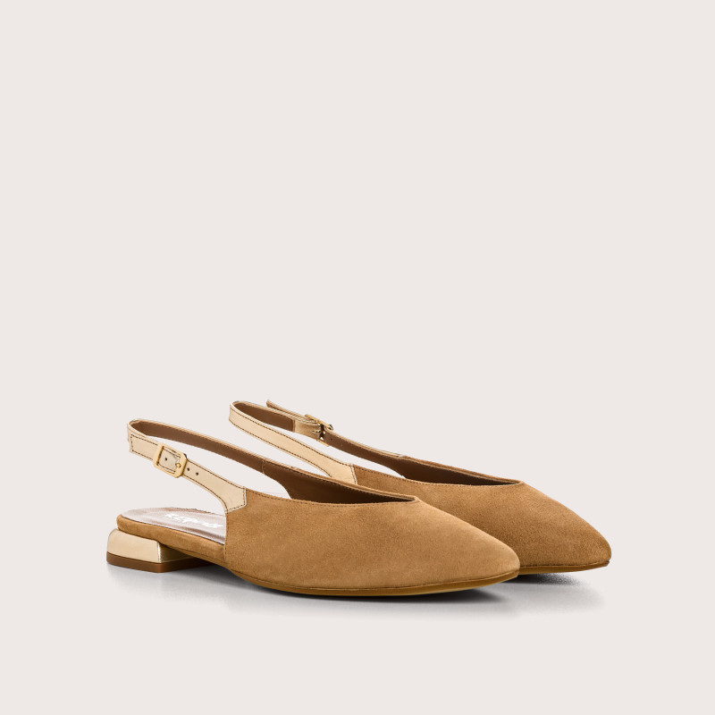Ballerines slingbacks Vivi en cuir velours et éclat | Reqins