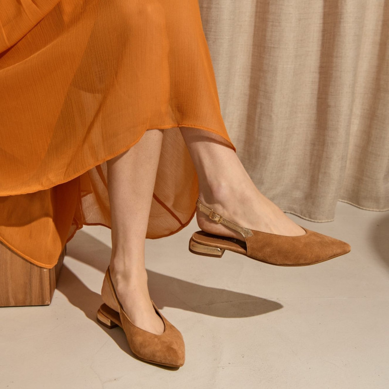 Vivi Suede and Metallics Slingbacks | Elegant Contrast | Reqins