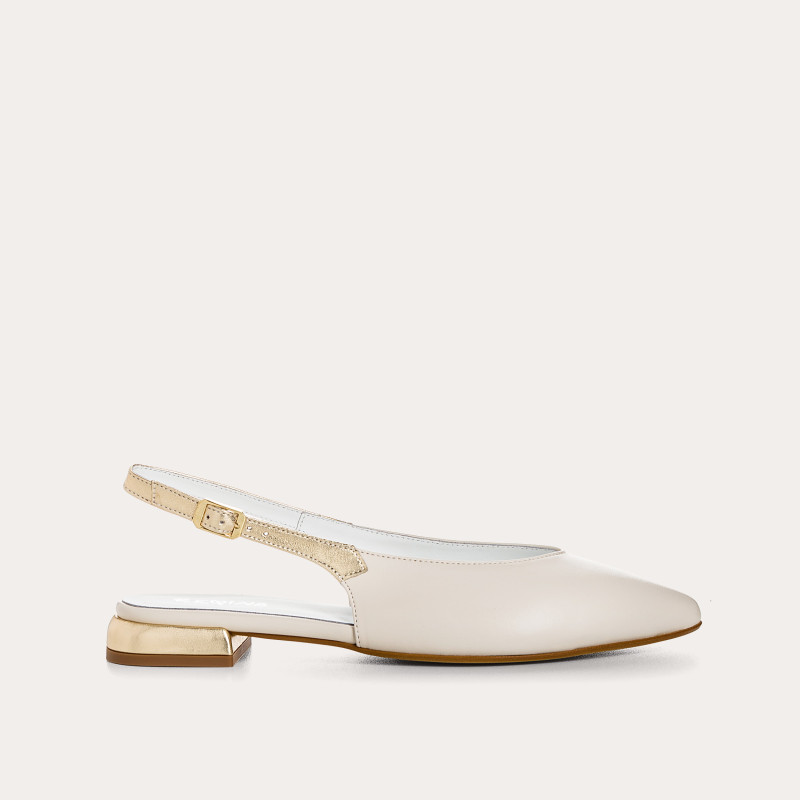 Ballerines slingbacks Vivi en cuir et éclat blanc | Reqins