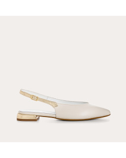Vivi Slingback Ballers in leather and white radiance