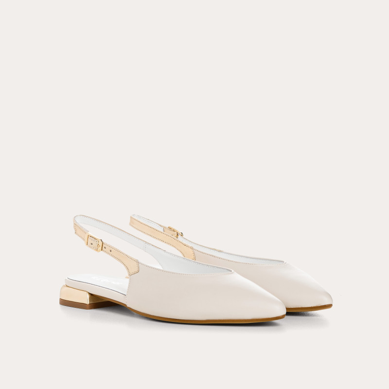 Ballerines slingbacks Vivi en cuir et éclat blanc | Reqins
