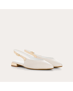 Vivi Slingback Ballers in leather and white radiance