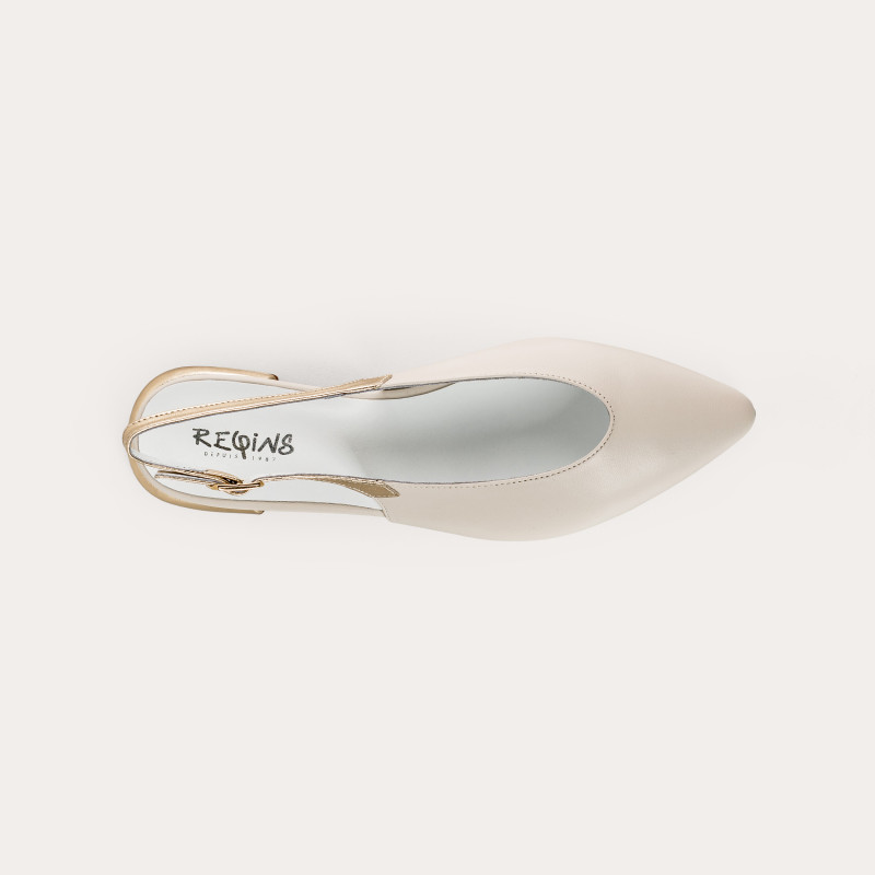 Ballerines slingbacks Vivi en cuir et éclat blanc | Reqins