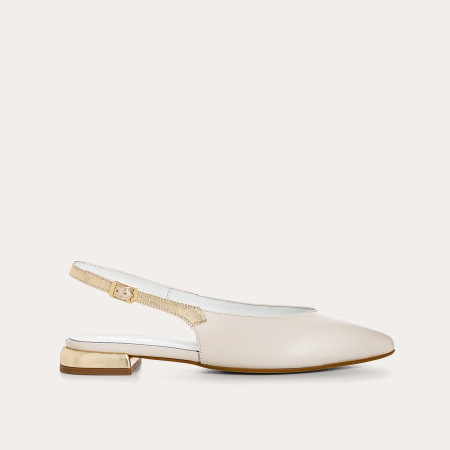 Ballerines slingbacks Vivi en cuir et éclat blanc | Reqins