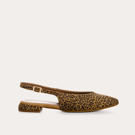 Slingbacks Vivi en Cuir Velours Mini Léo | Imprimé Léopard | Reqins
