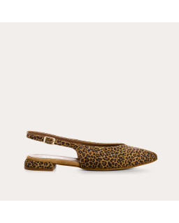 Slingbacks Vivi en Cuir Velours Mini Léo | Imprimé Léopard | Reqins