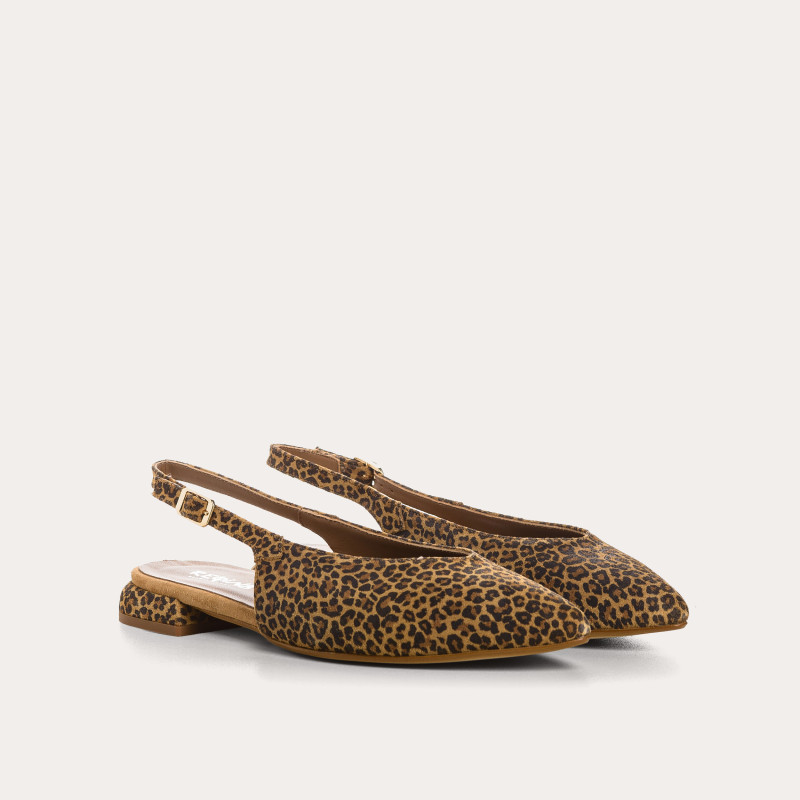 Slingbacks Vivi en Cuir Velours Mini Léo | Imprimé Léopard | Reqins